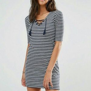 Hollister Navy and White striped dress (fitted)